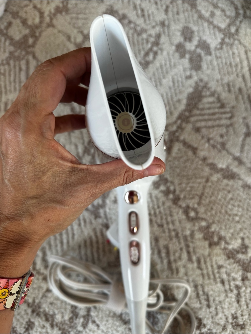 T3 Featherweight Luxe Hair Dryer White Rose Gold Blow Dryer Model 73849 EUC - Picture 7 of 8